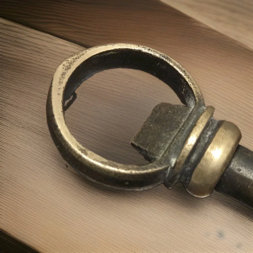 Vintage Brass Key Shaped Wine Key & Bottle Opener Brown Tarnish Finish 5.5